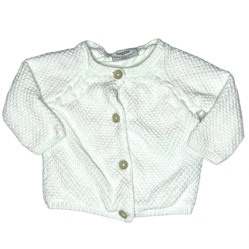 Lupilu Pure Collection White Cardigan Sweater Size 2-6M